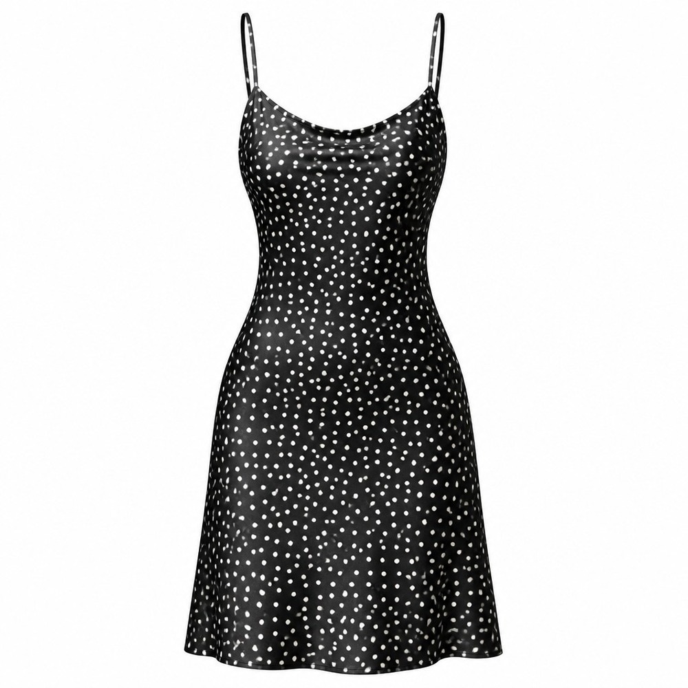 Victoria's Secret XS Black Polka Dot Slip Dress Womens Vintage Festival Cozy